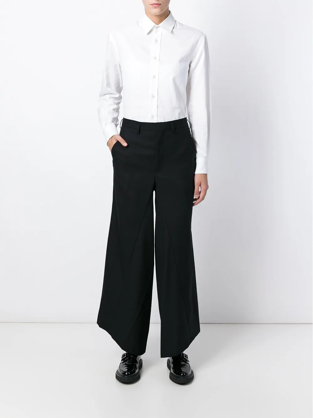 Junya Watanabe wide leg crepe trousers - Zwart