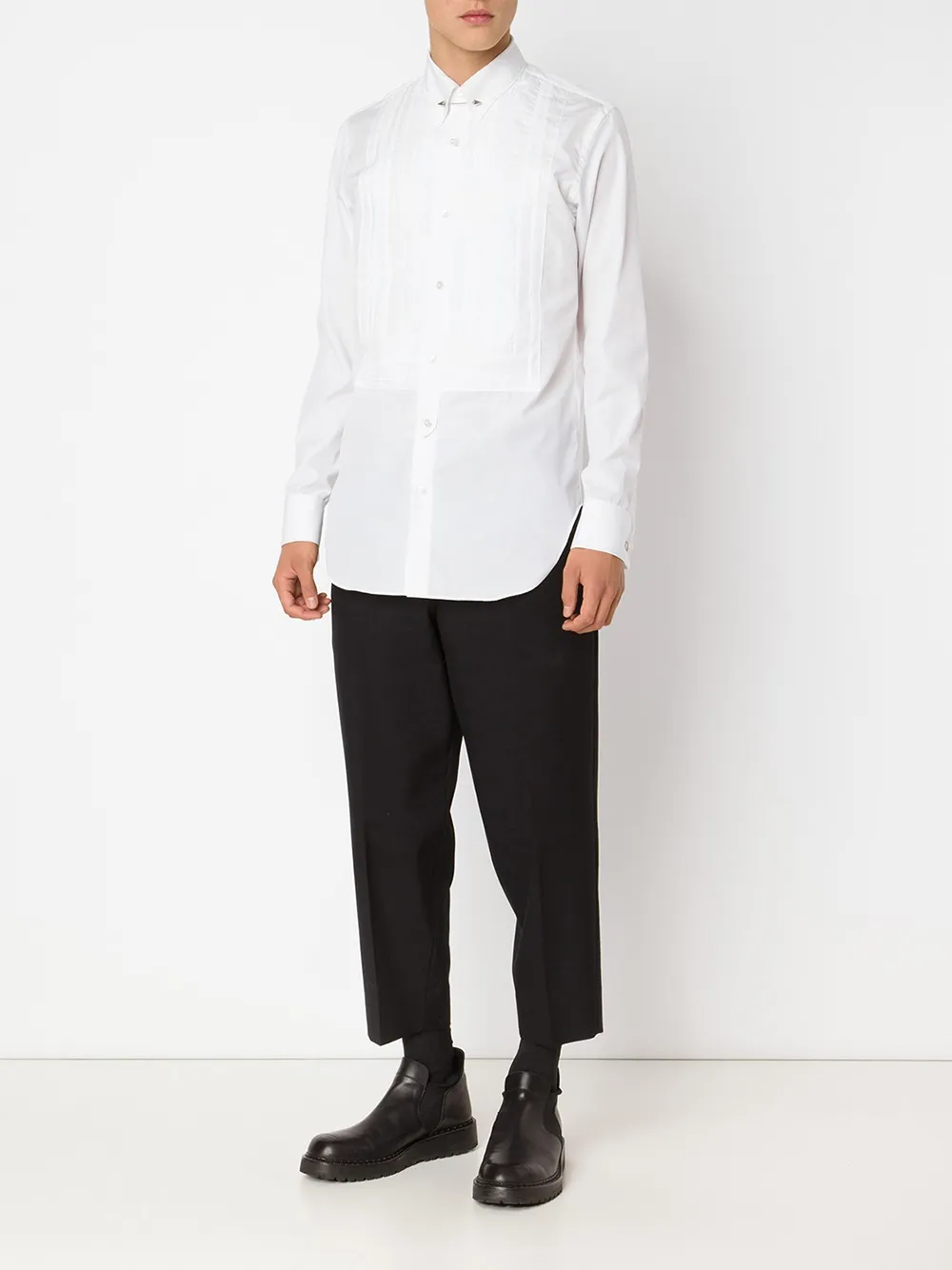 Junya Watanabe MAN pleated chest detail shirt - Wit