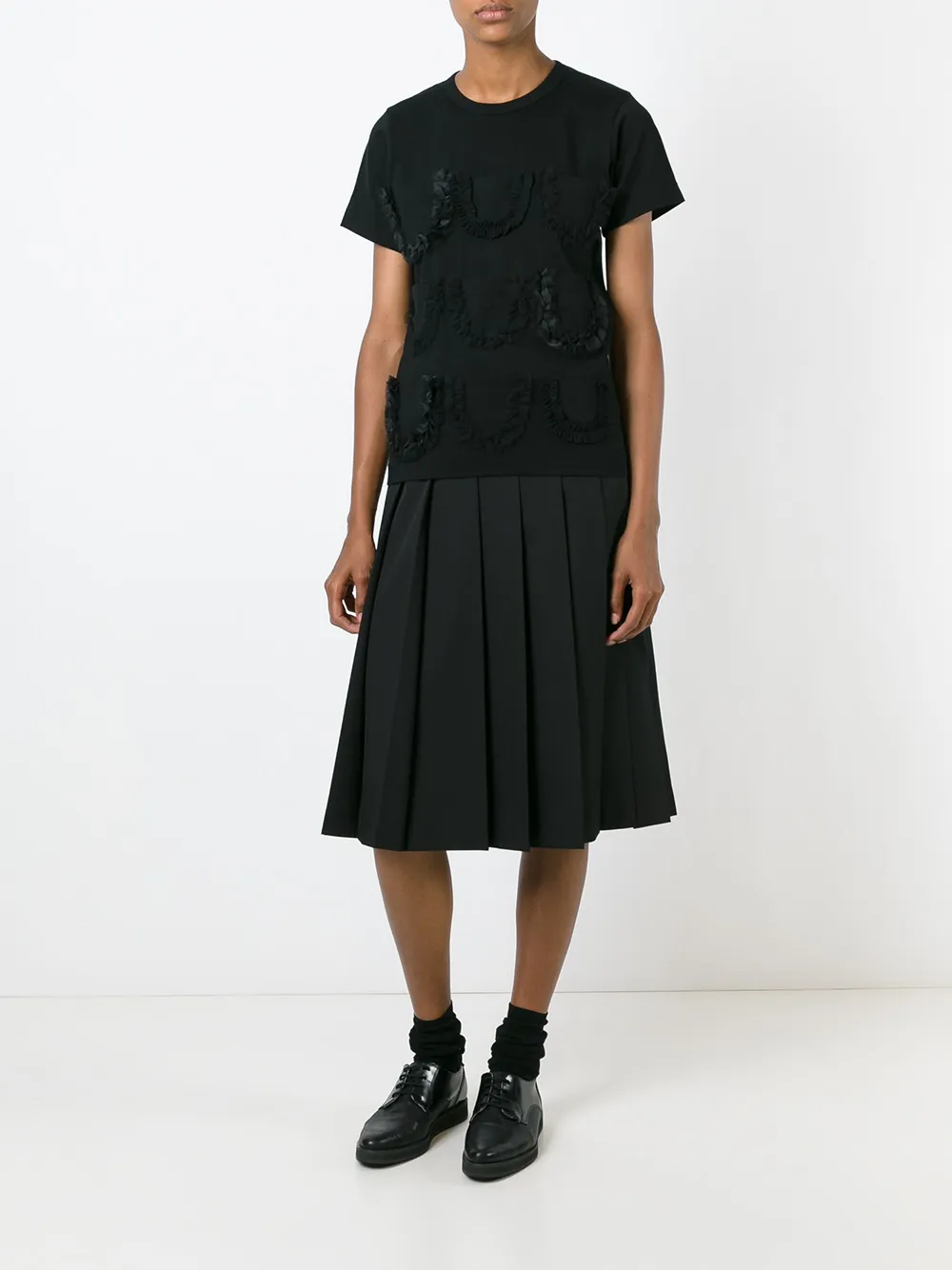 Comme Des Garçons straight pleated skirt - Zwart