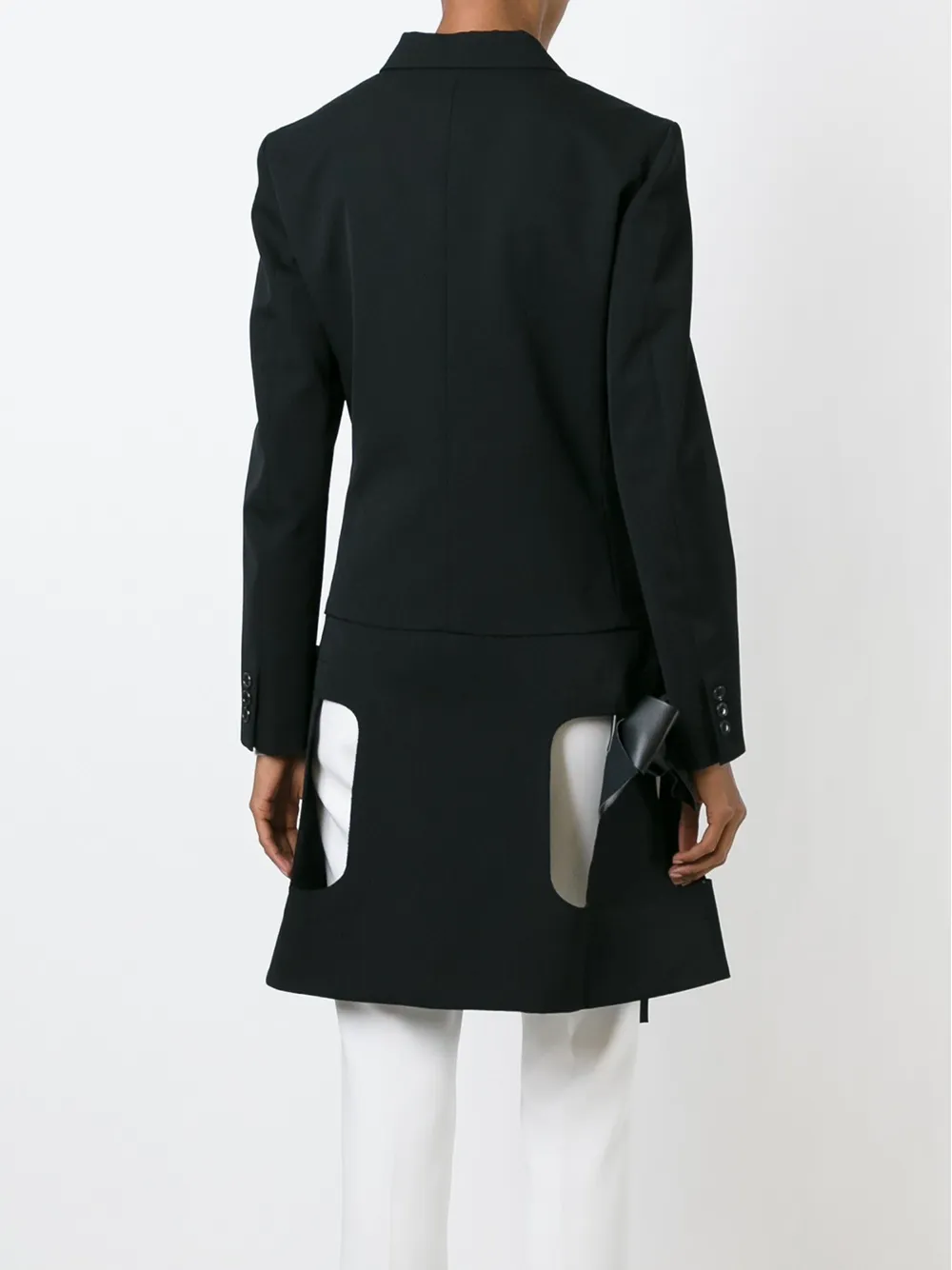 Comme Des Garçons Cut-out Bow Detailing Coat In Black