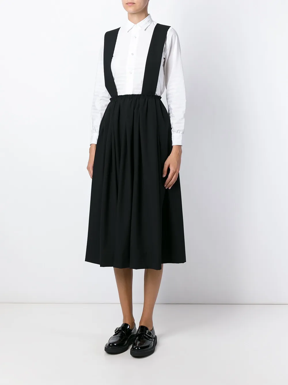 Comme Des Garçons suspenders pleated skirt - Zwart