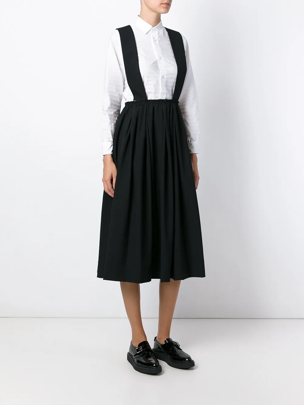 Comme Des Garçons suspenders pleated skirt Zwart