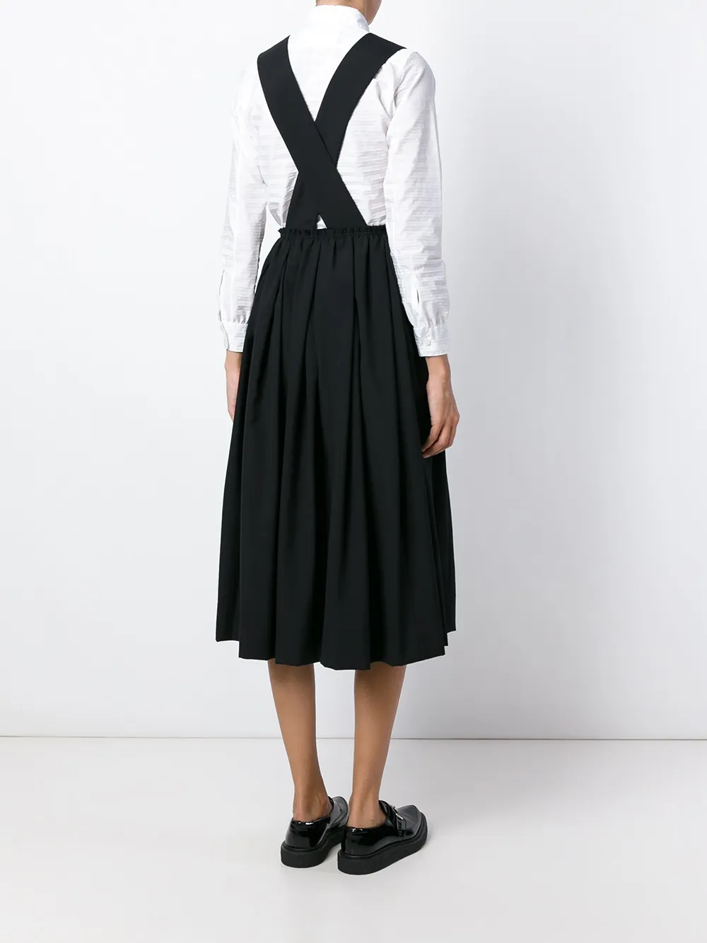 Comme Des Garçons suspenders pleated skirt Zwart