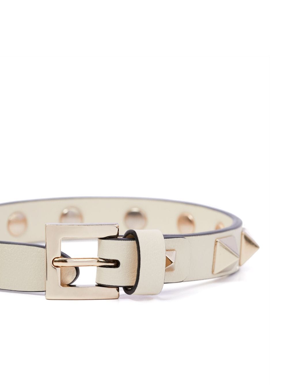 Shop Valentino Rockstud Leather Bracelet In Neutrals