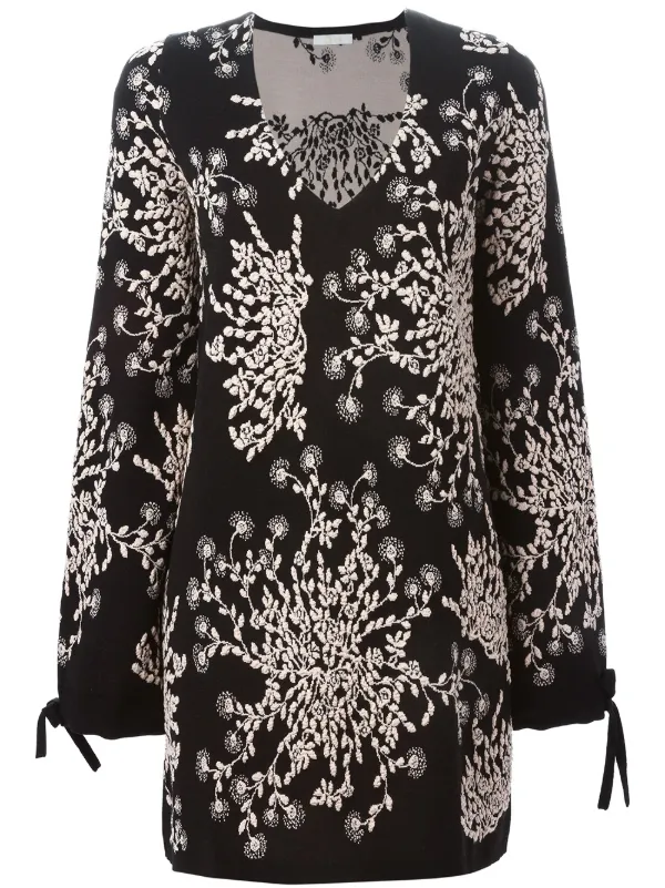 Chloé Floral Knit Dress in Black