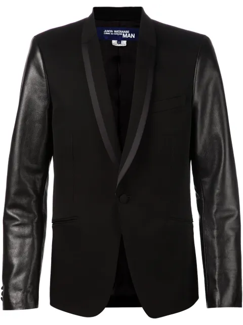 Junya Watanabe MAN leather sleeve tuxedo blazer