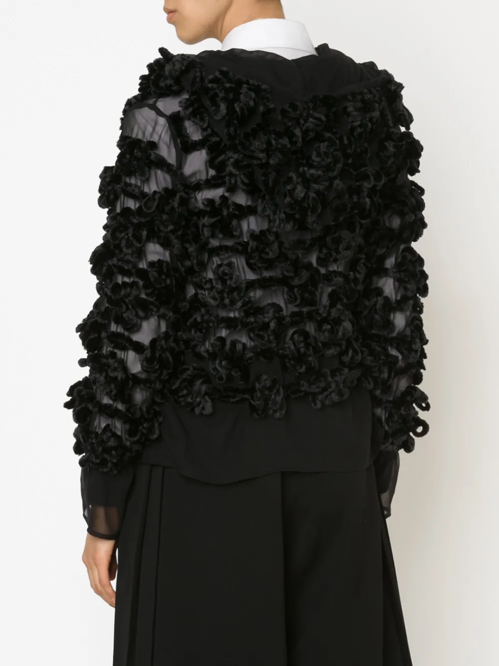 Noir Kei Ninomiya Appliqué Sheer Hooded Jacket In Black