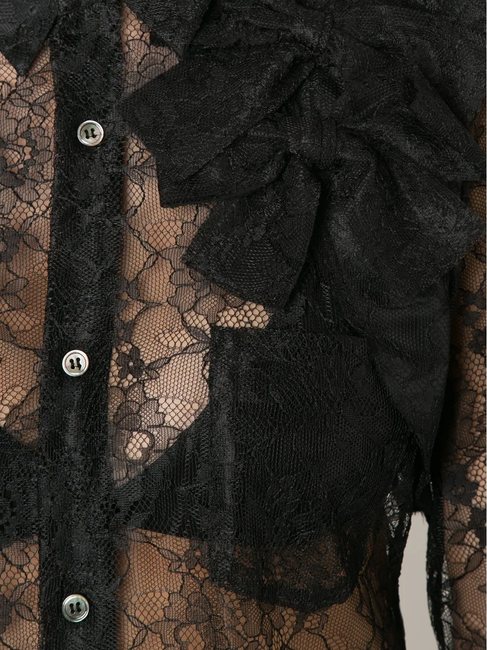 Comme Des Garçons sheer floral lace shirt Zwart