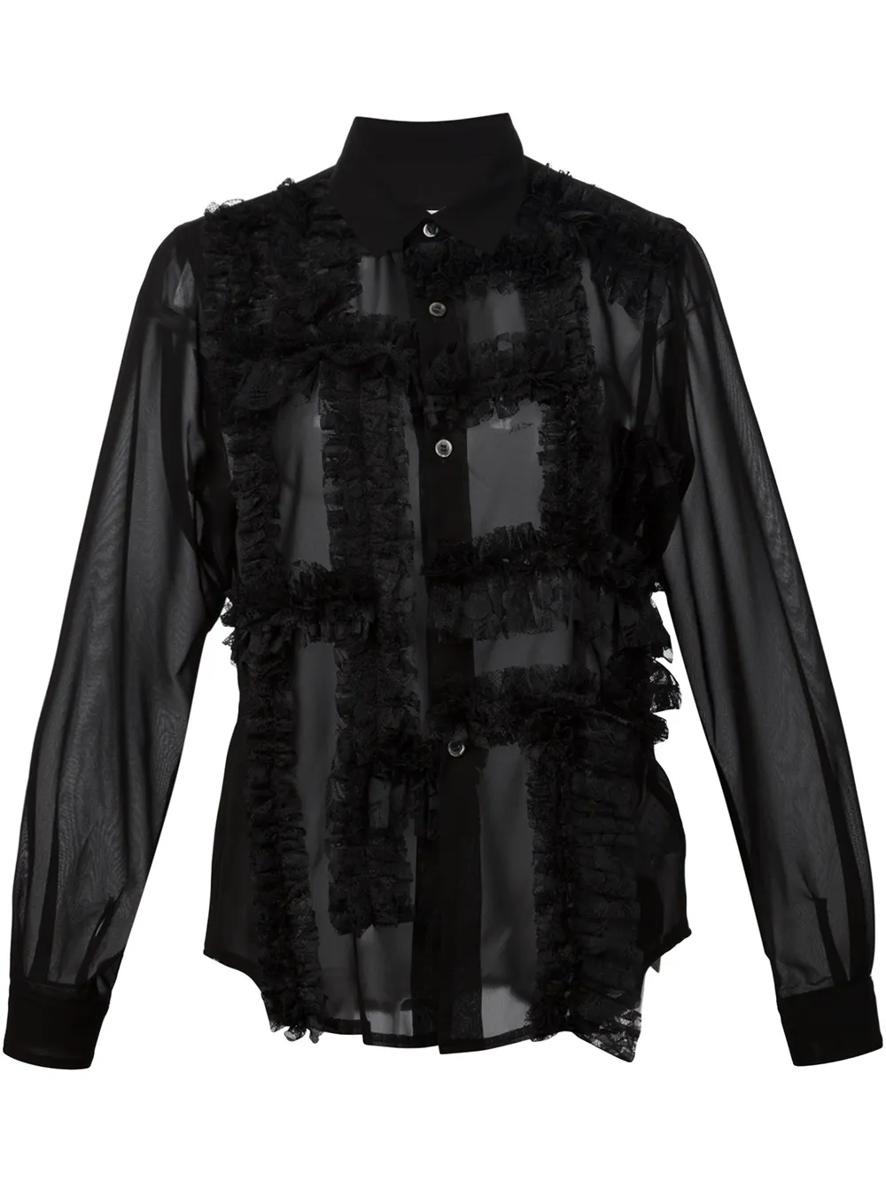 Comme Des Garçons Ruffle Detail Shirt In Black