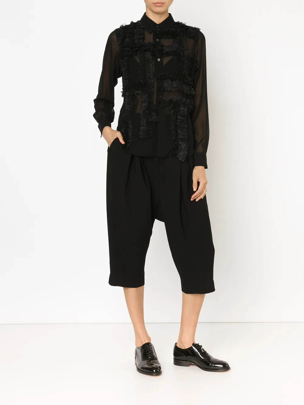 Comme Des Garçons ruffle detail shirt - Zwart