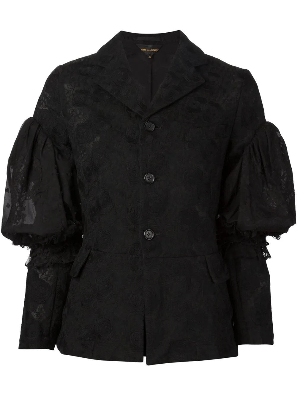 Comme Des Garçons Puff Sleeve Lace Jacket In Multi