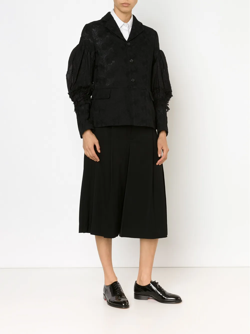 Comme Des Garçons Puff Sleeve Lace Jacket In Multi