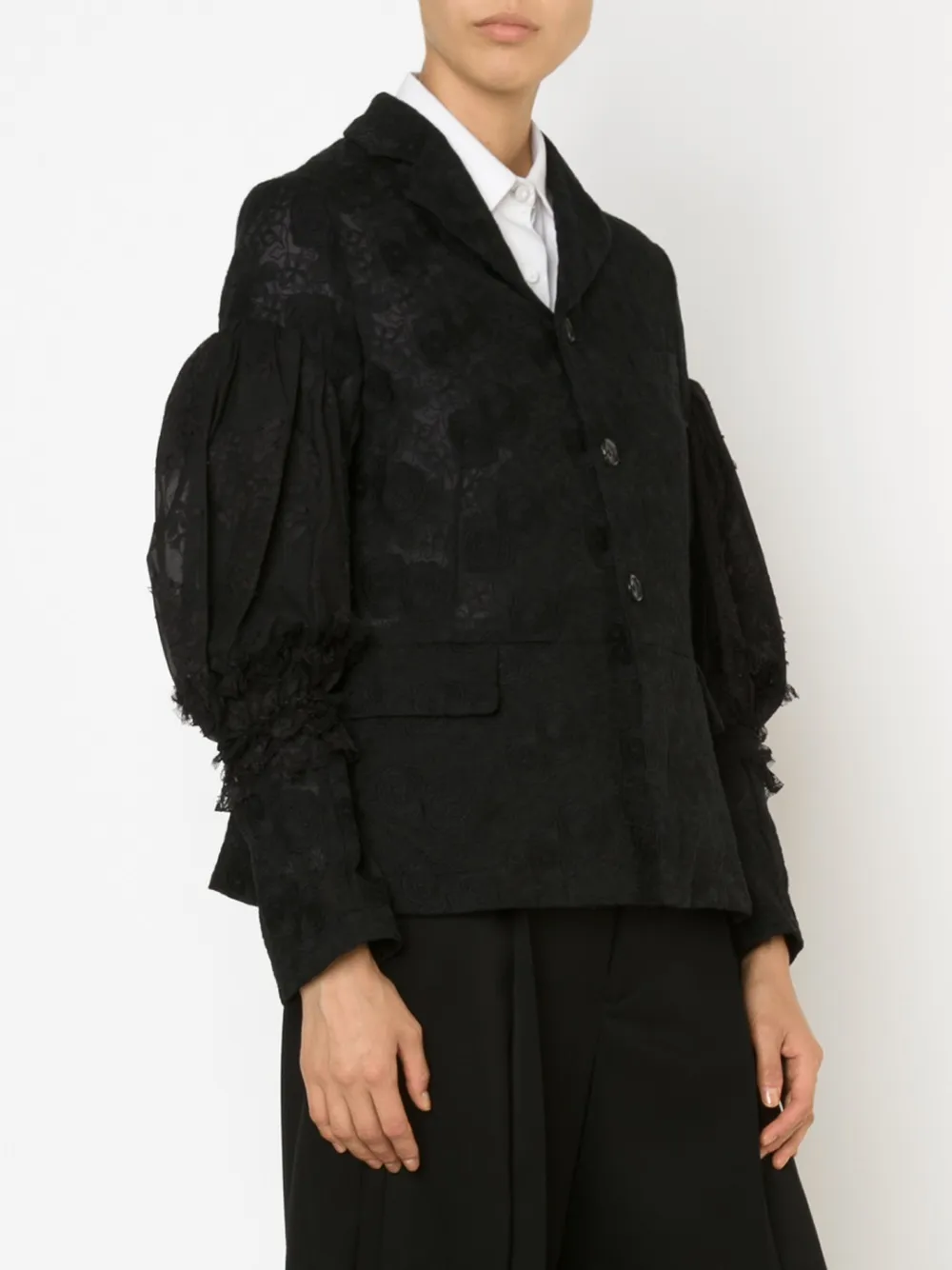Comme Des Garçons Puff Sleeve Lace Jacket In Multi