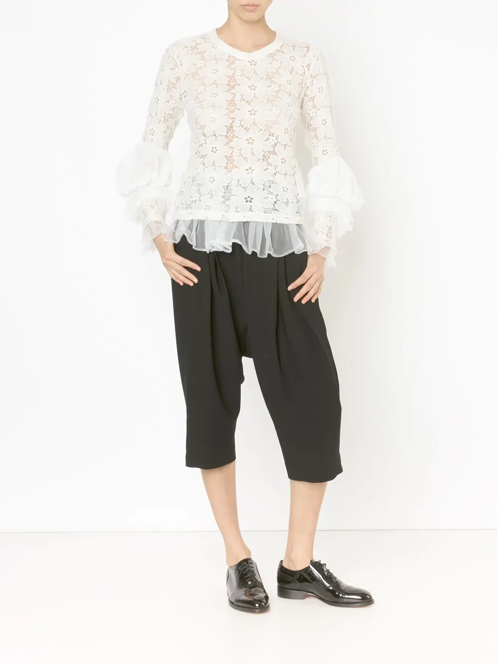 Comme Des Garçons floral lace blouse - Wit