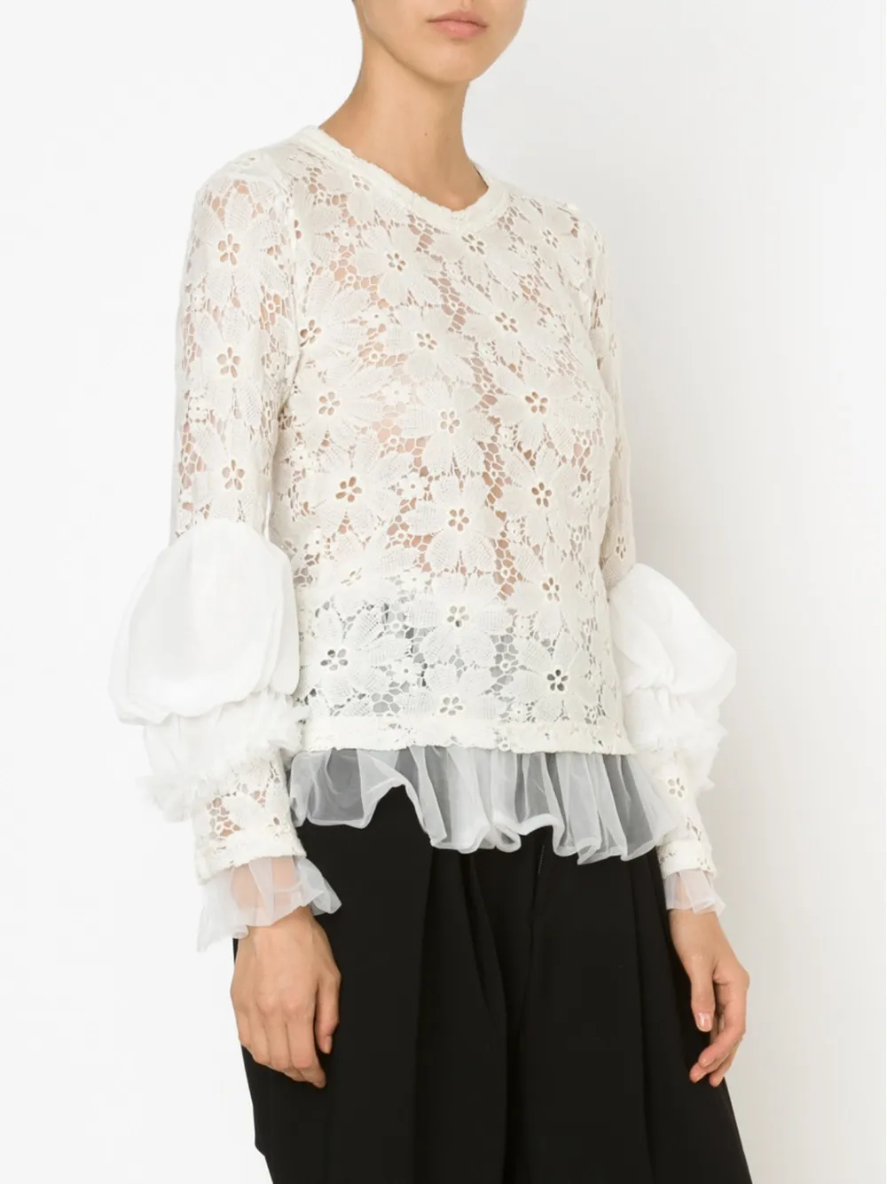 Comme Des Garçons floral lace blouse Wit