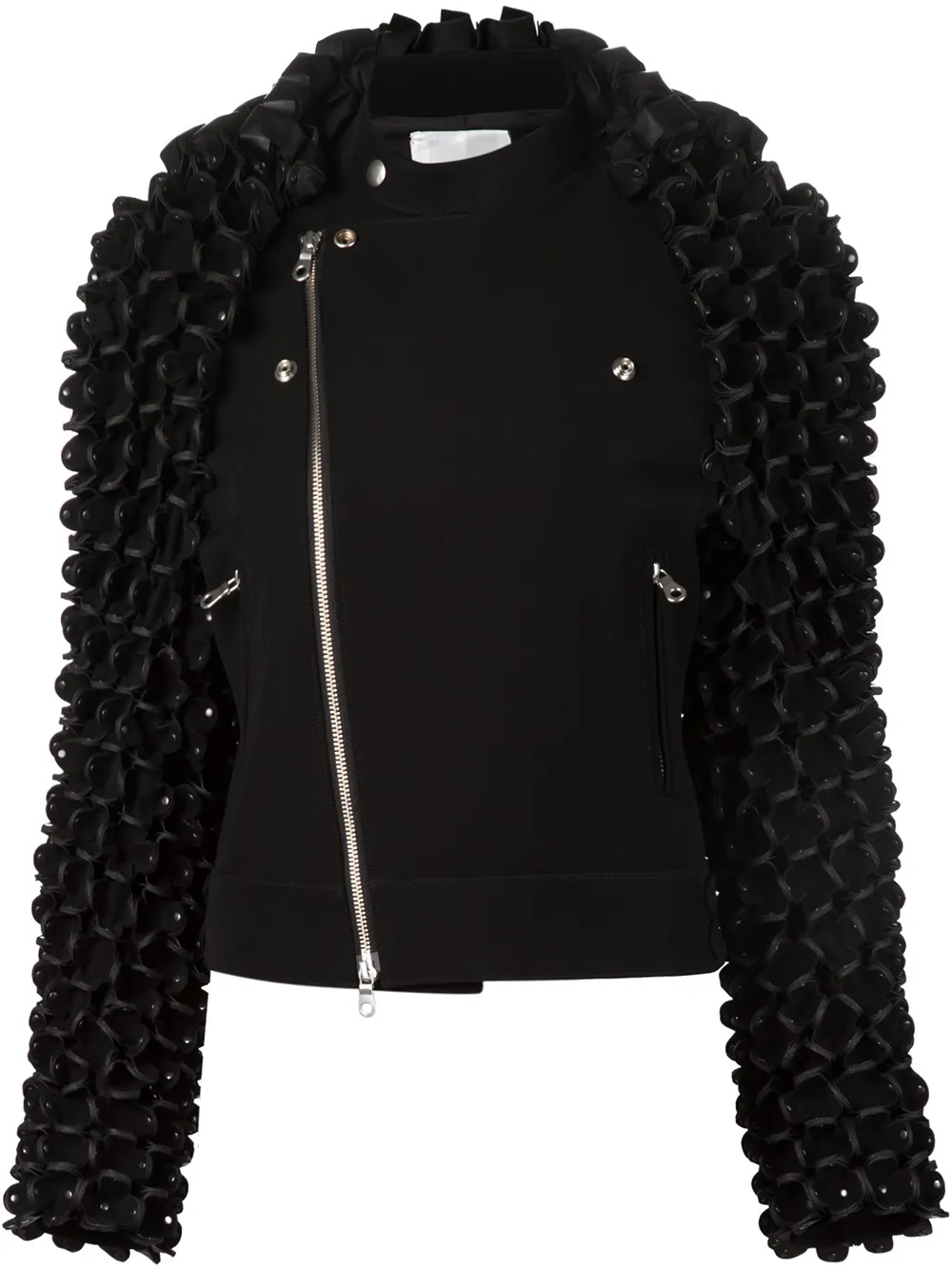 Noir Kei Ninomiya textured sleeves biker jacket | Black | Image 1