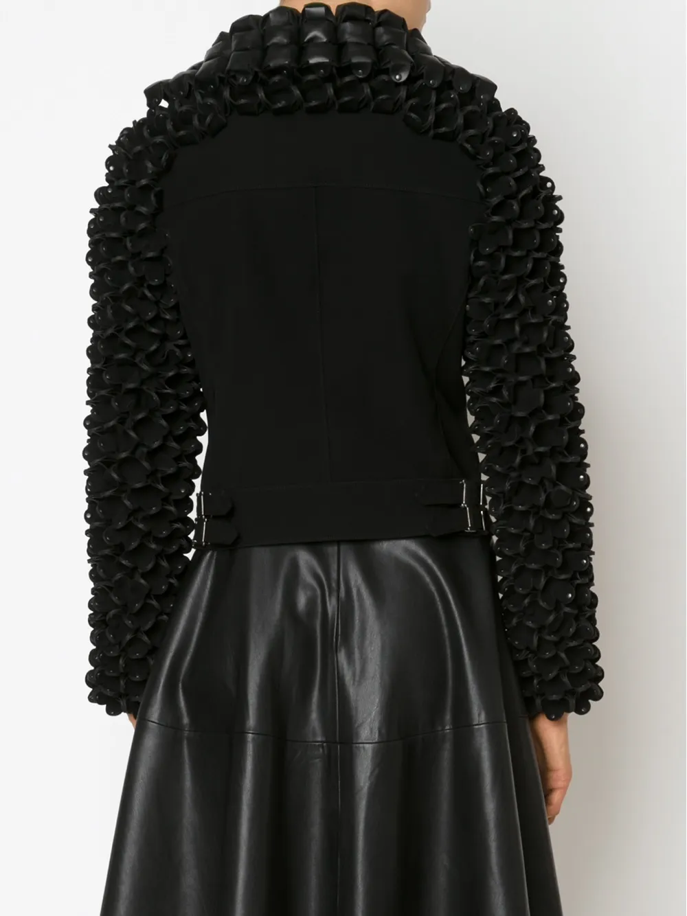 Noir Kei Ninomiya Textured Sleeves Biker Jacket In Black