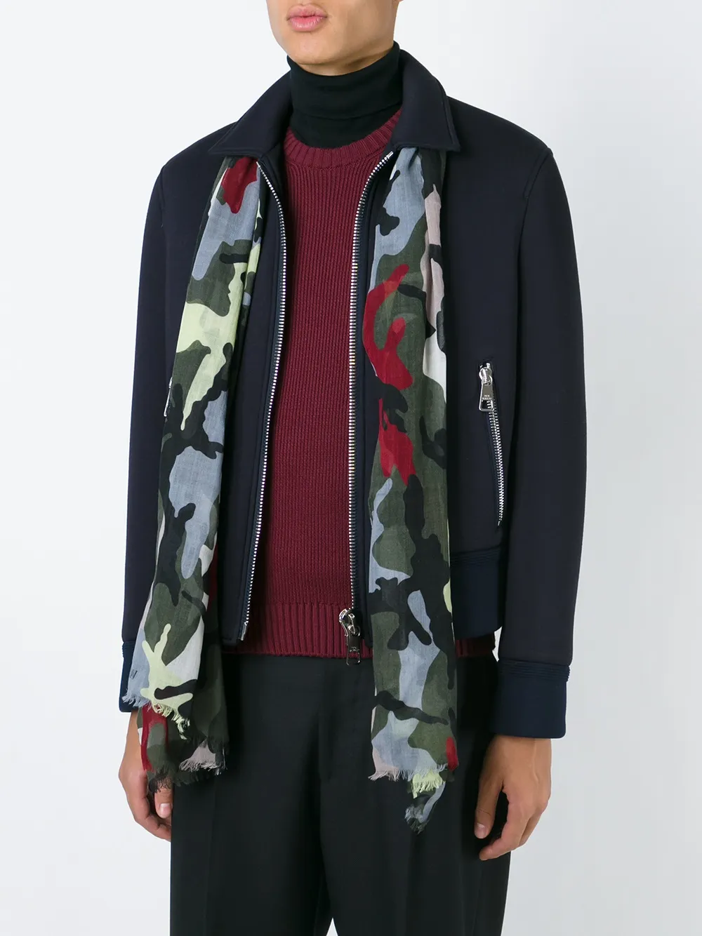 Valentino Garavani camouflage scarf - Groen