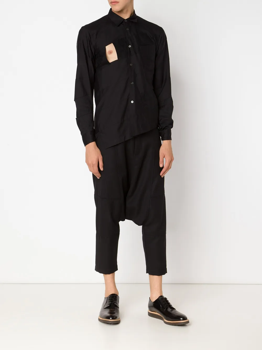 Comme des Garçons Homme Plus cutout detail panelled shirt - Zwart