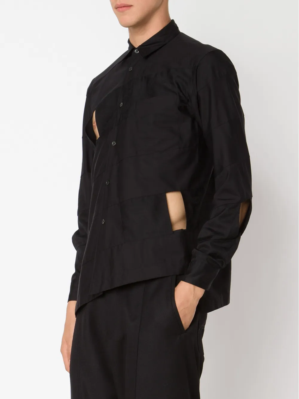 Comme des Garçons Homme Plus cutout detail panelled shirt Zwart