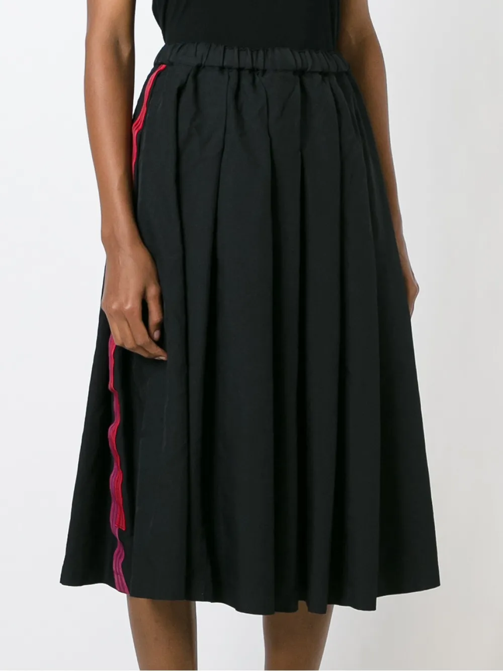 Comme Des Garçons Comme Des Garçons stripe detail pleated skirt Zwart