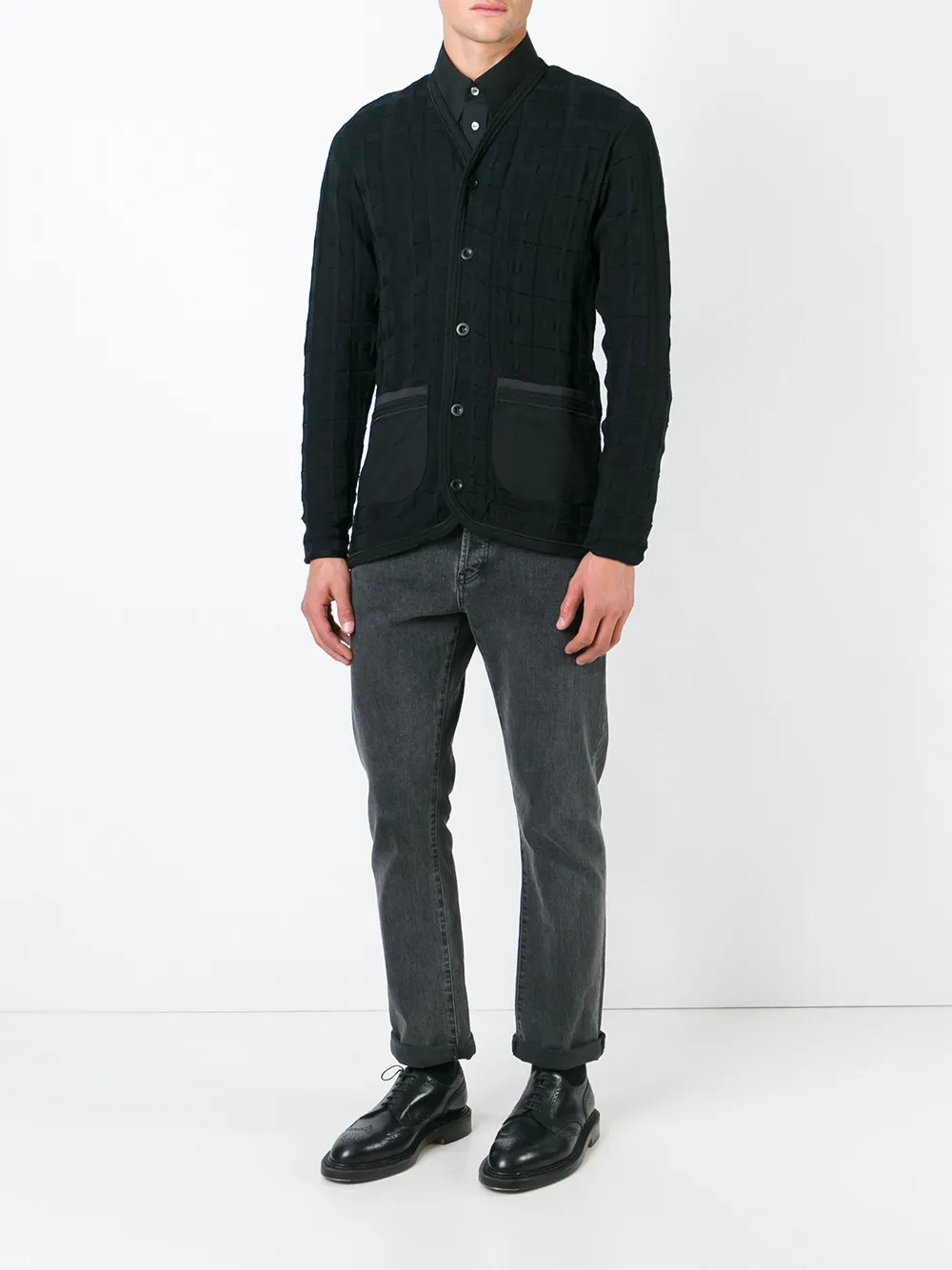 Junya Watanabe Textured Cardigan In Black