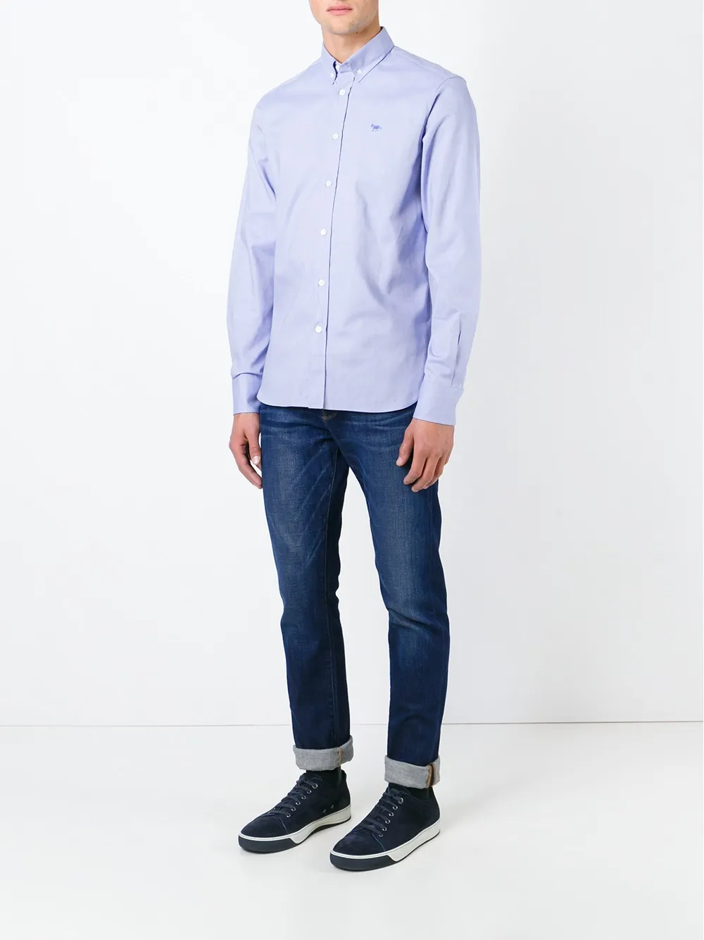 Maison Kitsuné button down shirt Blauw