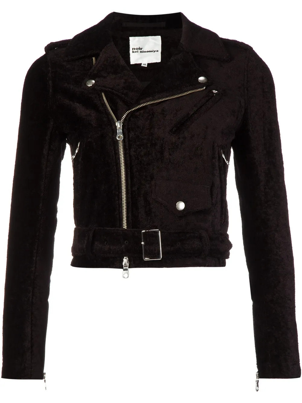 Noir Kei Ninomiya Velvet Biker Jacket In Black