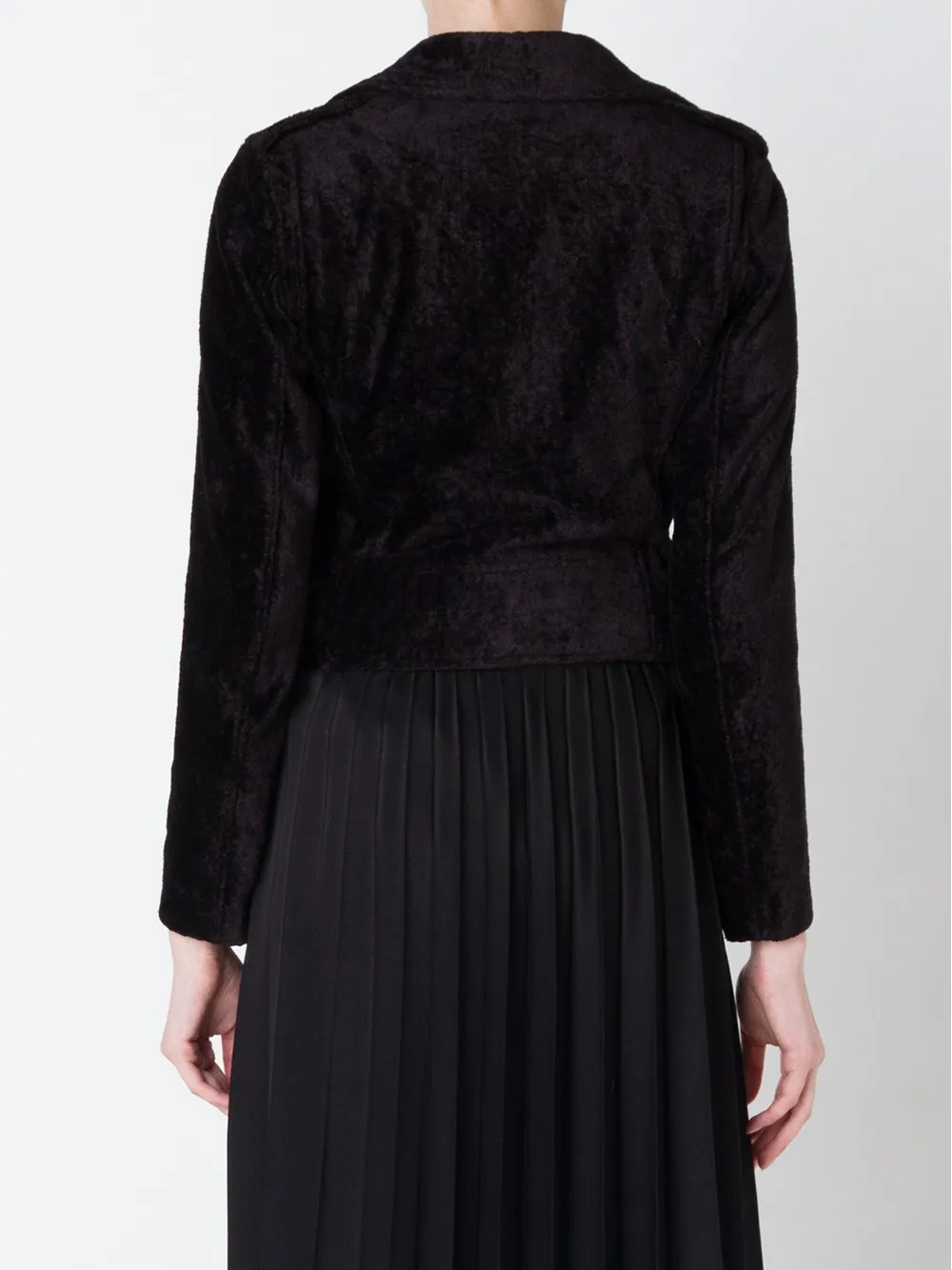 Noir Kei Ninomiya velvet biker jacket Zwart