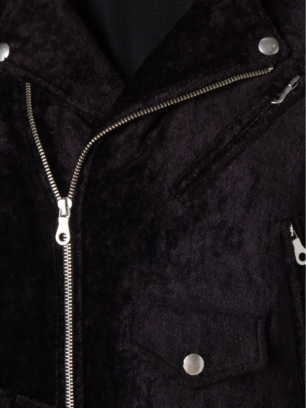 Noir Kei Ninomiya velvet biker jacket Zwart