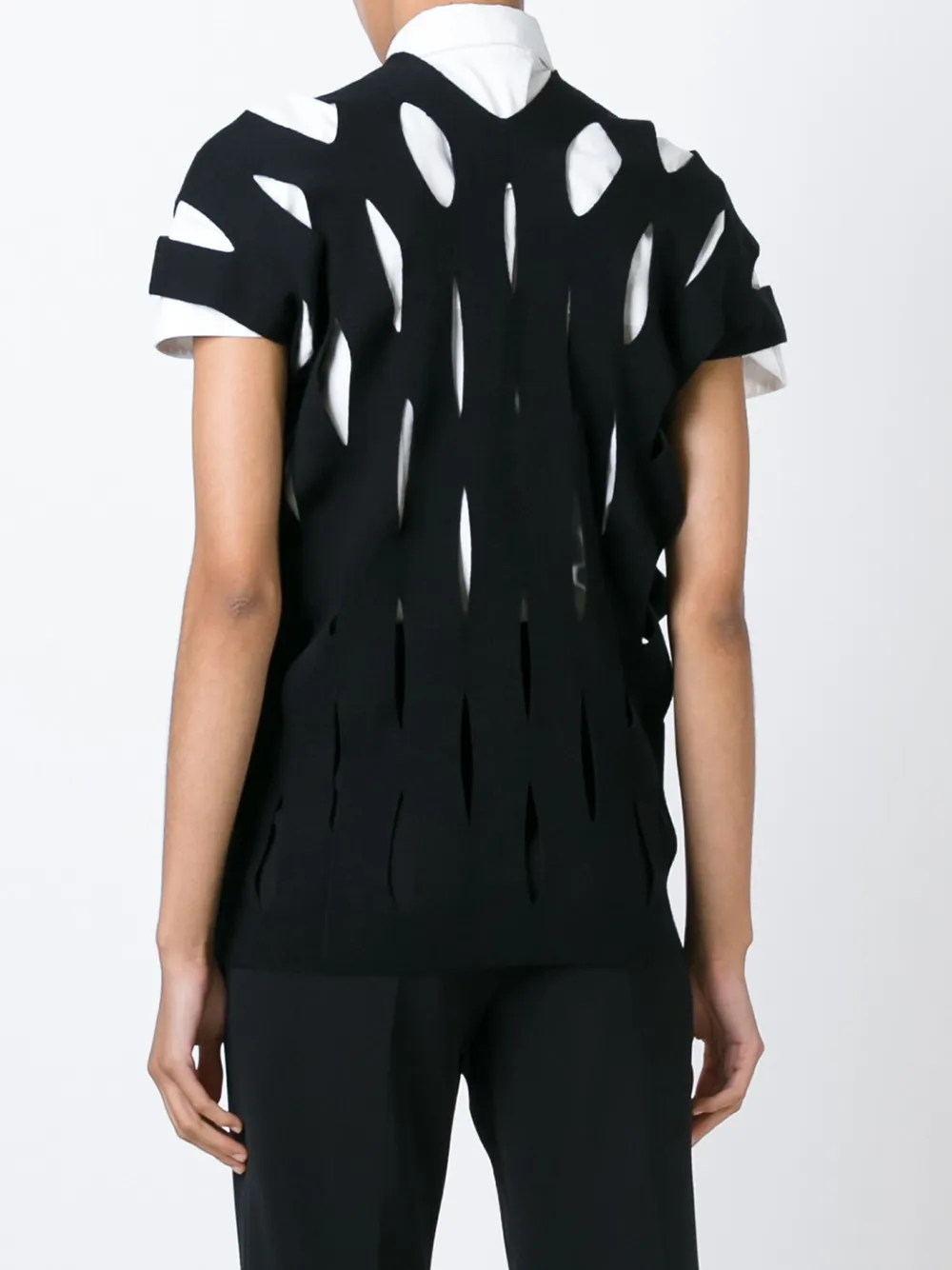 Junya Watanabe Cut-out Knitted Top In Black