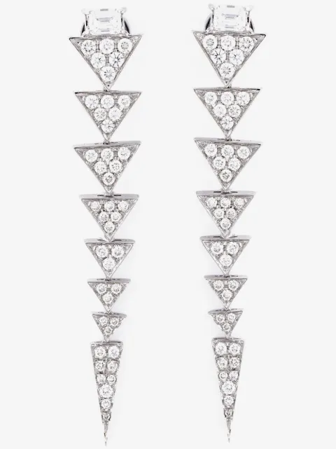 Nikos Koulis long triangle drop diamond earrings
