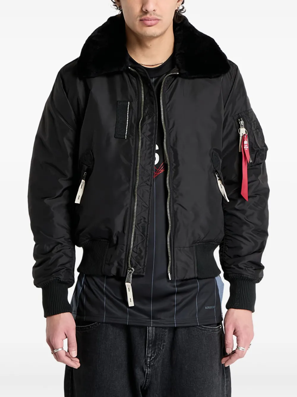 shearling collar bomber jacket