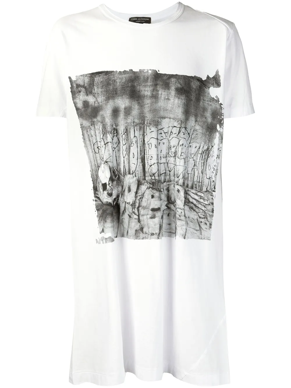 Comme des Garçons Homme Plus long printed T-shirt – White