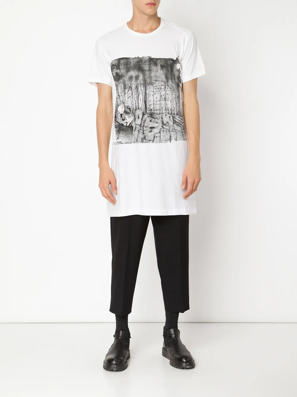 Comme des Garçons Homme Plus long printed T-shirt - Wit