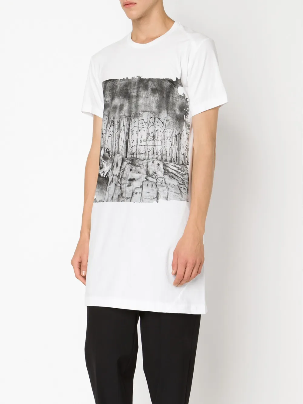 Comme des Garçons Homme Plus long printed T-shirt Wit