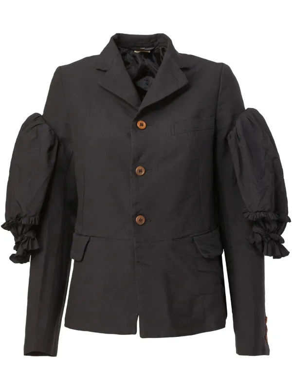 Comme Des Garçons Ruffle Sleeve Blazer Black FARFETCH SG