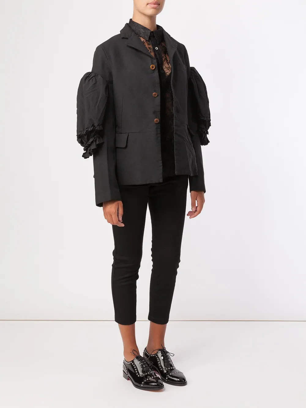 Comme Des Garçons ruffle sleeve blazer Zwart