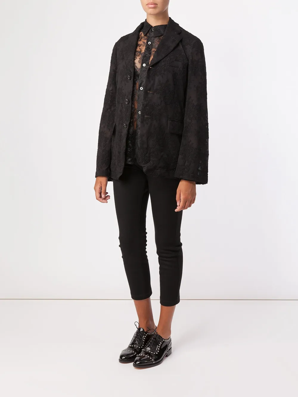 Comme Des Garçons Lace Blazer In Black