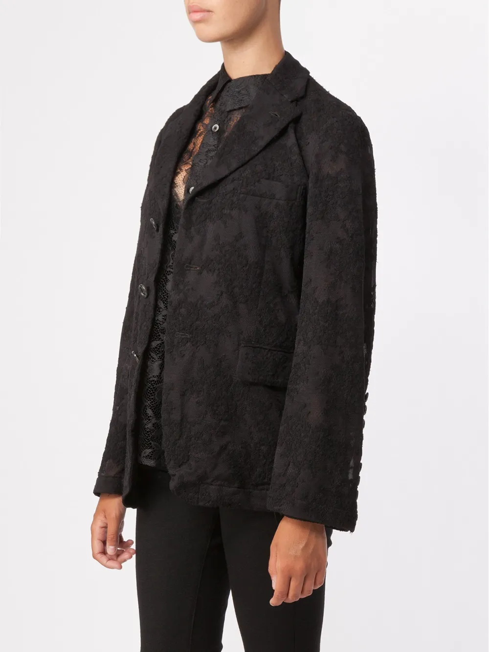 Comme Des Garçons Lace Blazer In Black