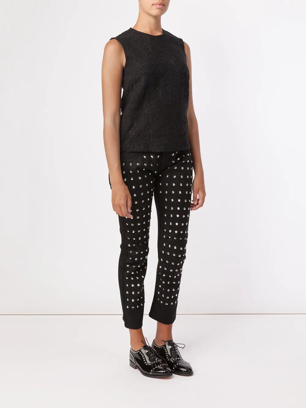 Comme Des Garçons Lace Tank In Black