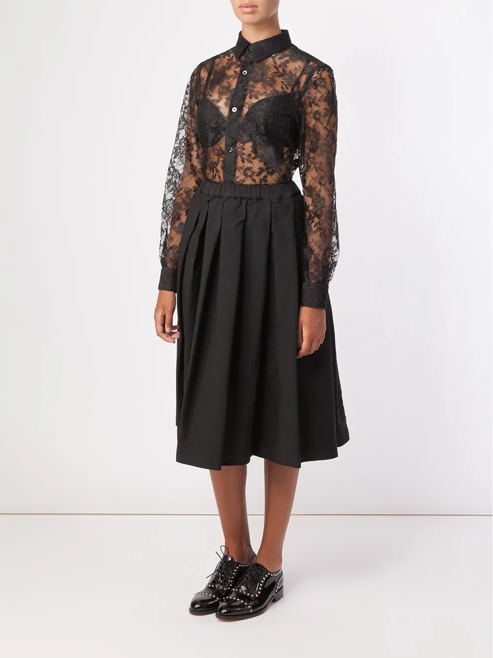 Comme Des Garçons pleated midi skirt - Zwart