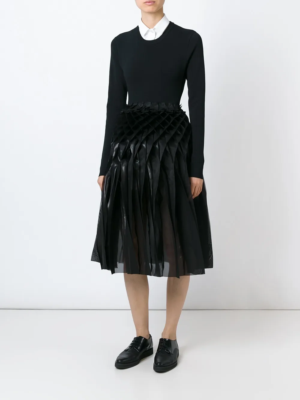 Junya Watanabe concertina pleated skirt Zwart