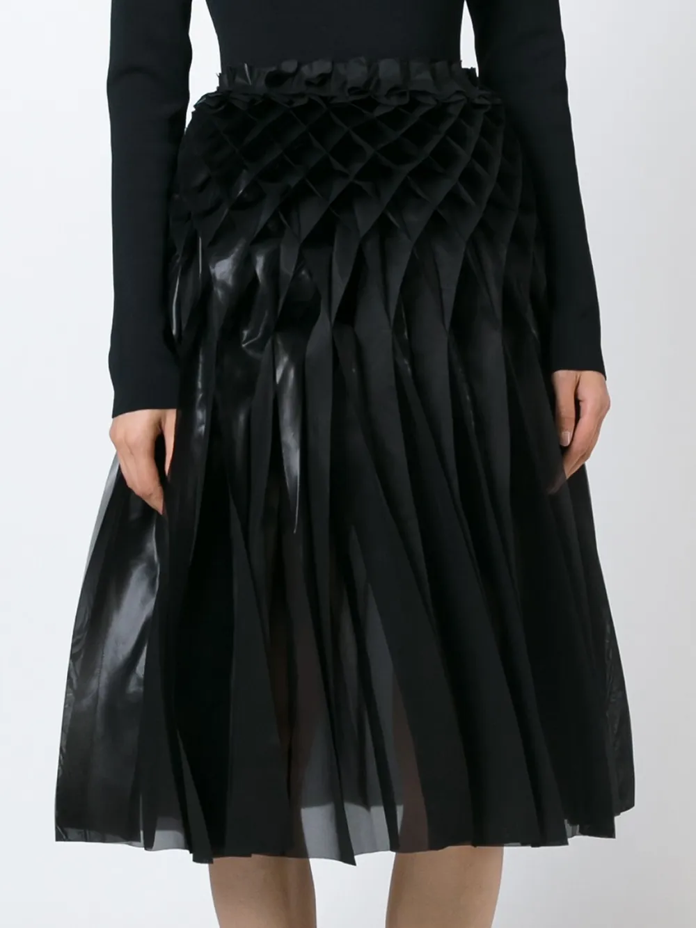 Junya Watanabe concertina pleated skirt Zwart