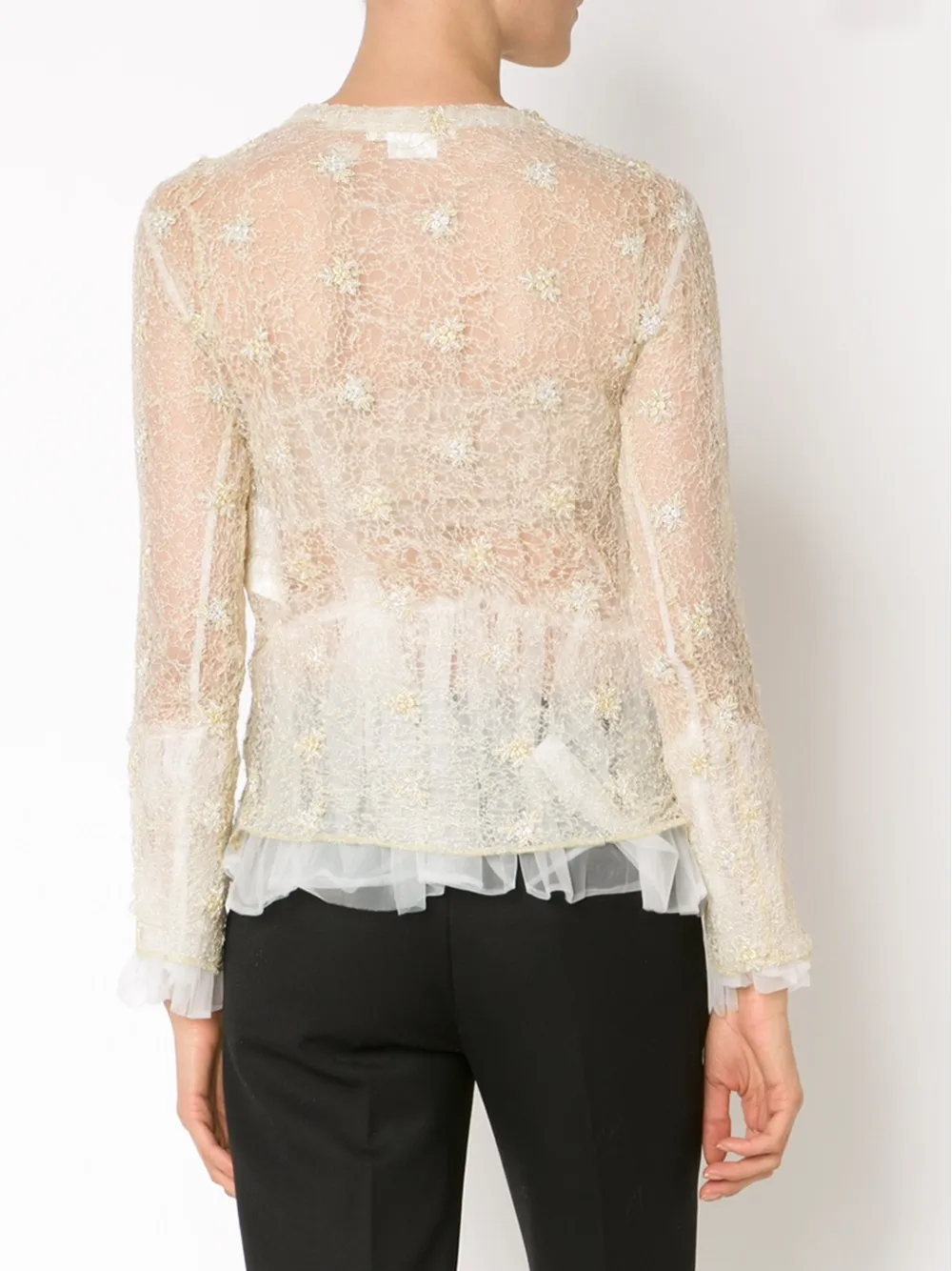 Comme Des Garçons ruffled hem lace blouse Wit