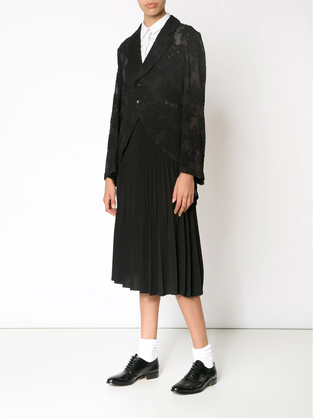  Comme Des Garçons Spitzenblazer Mit Zwei Knöpfen   Schwarz 