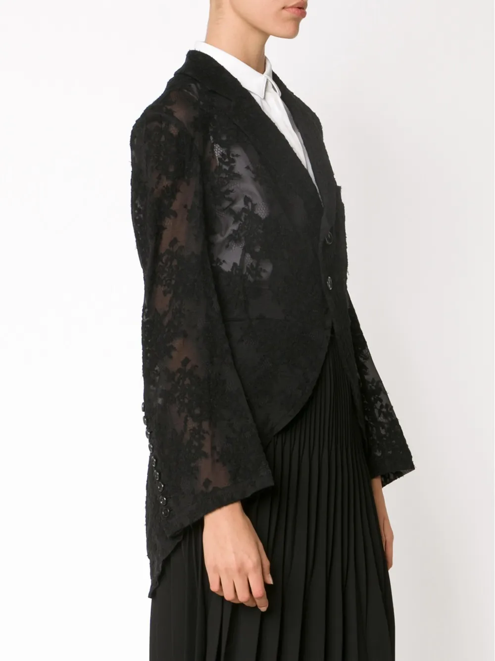  Comme Des Garçons Spitzenblazer Mit Zwei Knöpfen   Schwarz 
