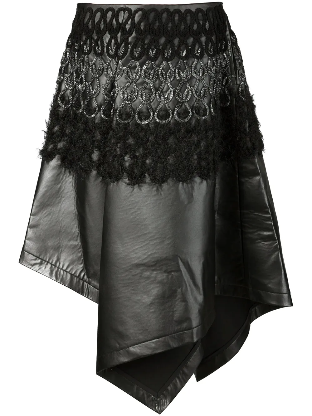 Noir Kei Ninomiya embroidered asymmetric skirt - Nero