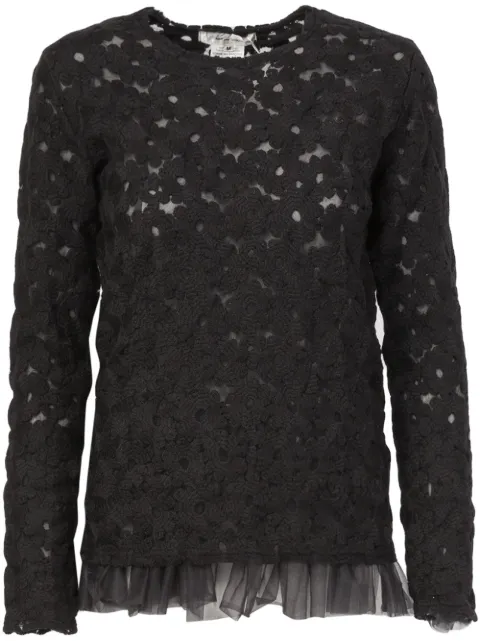 Comme Des Garçons tulle layer flower knit sweater 