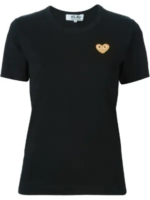 cdg black shirt gold heart